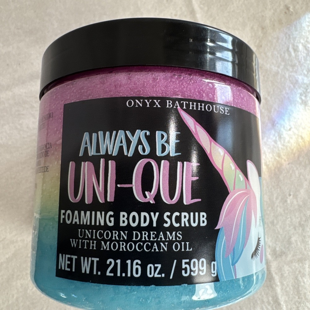 Onyx Bathhouse Foaming Body Scrub Always Be Uni-Que Unicorn Dreams NEW 21 Oz